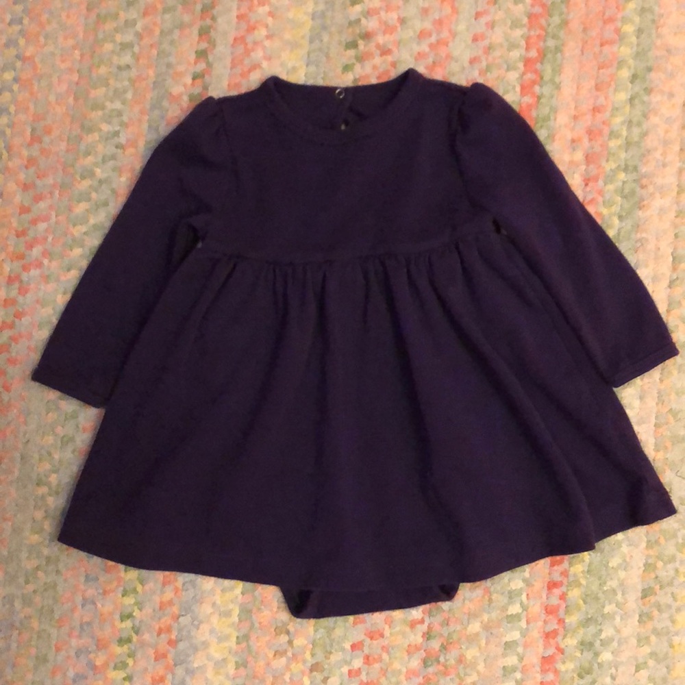 Purple knit dress with built in bodysuit